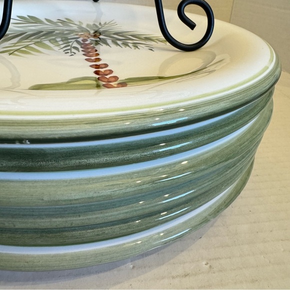 Gibson Designs PALM COURT GIDPAC Dinner Plate Green Palm Tree Green - Set of 4 - Picture 5 of 15